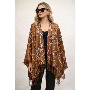 Ultra Soft Scarf Chain Khaki Large Wrap Cashmere-Feel Deep Brown